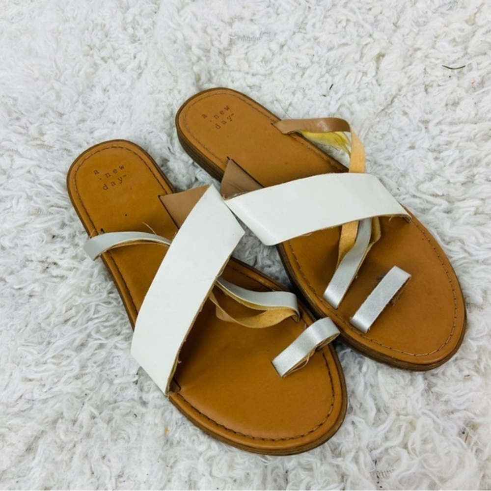 A New Day Women's White and Tan strapy Sandals size 7